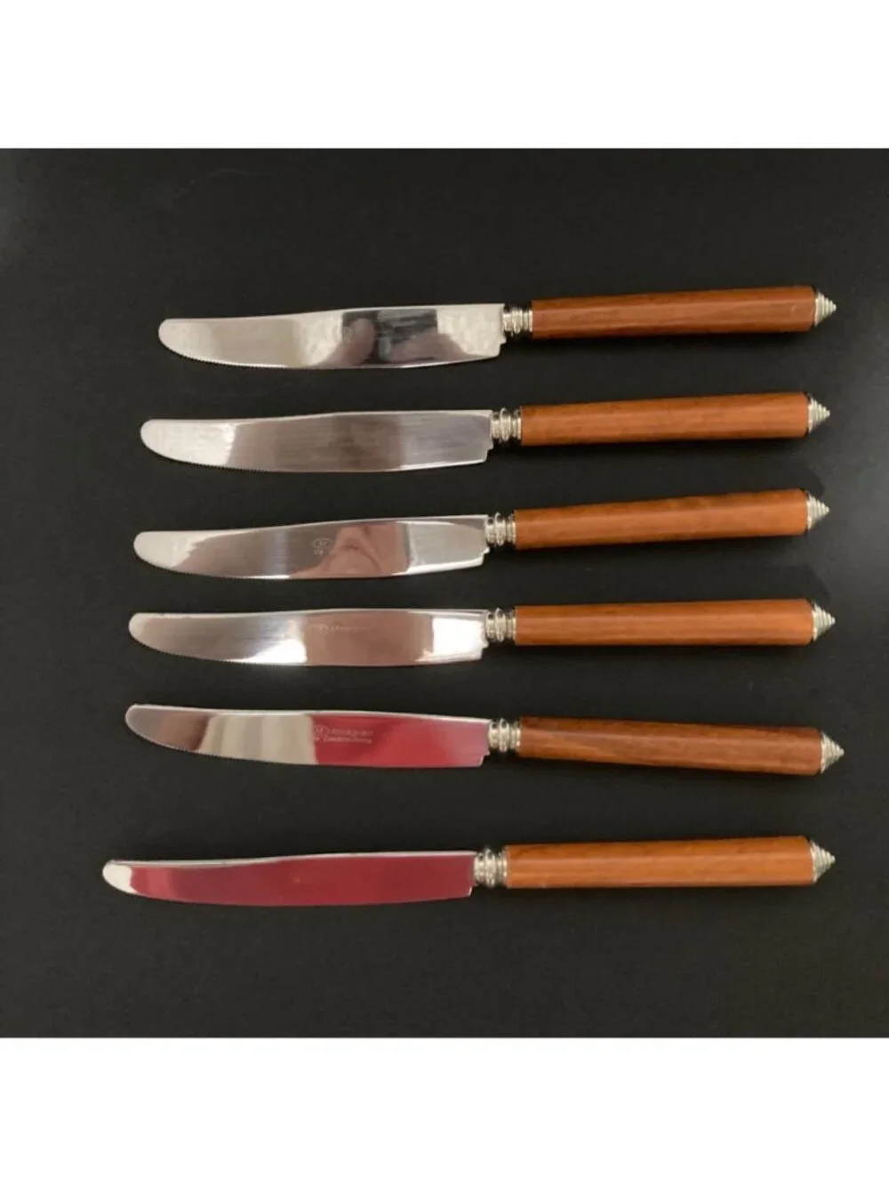 Set Of 6 Modigliani Stainless Steel Knives With Brown Handles